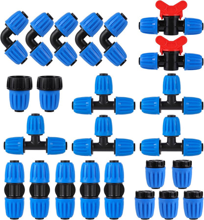 24Pcs 1/2" Drip Irrigation Fittings Kit,Irrigation Hose Connector