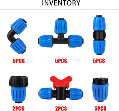 24Pcs 1/2" Drip Irrigation Fittings Kit,Irrigation Hose Connector