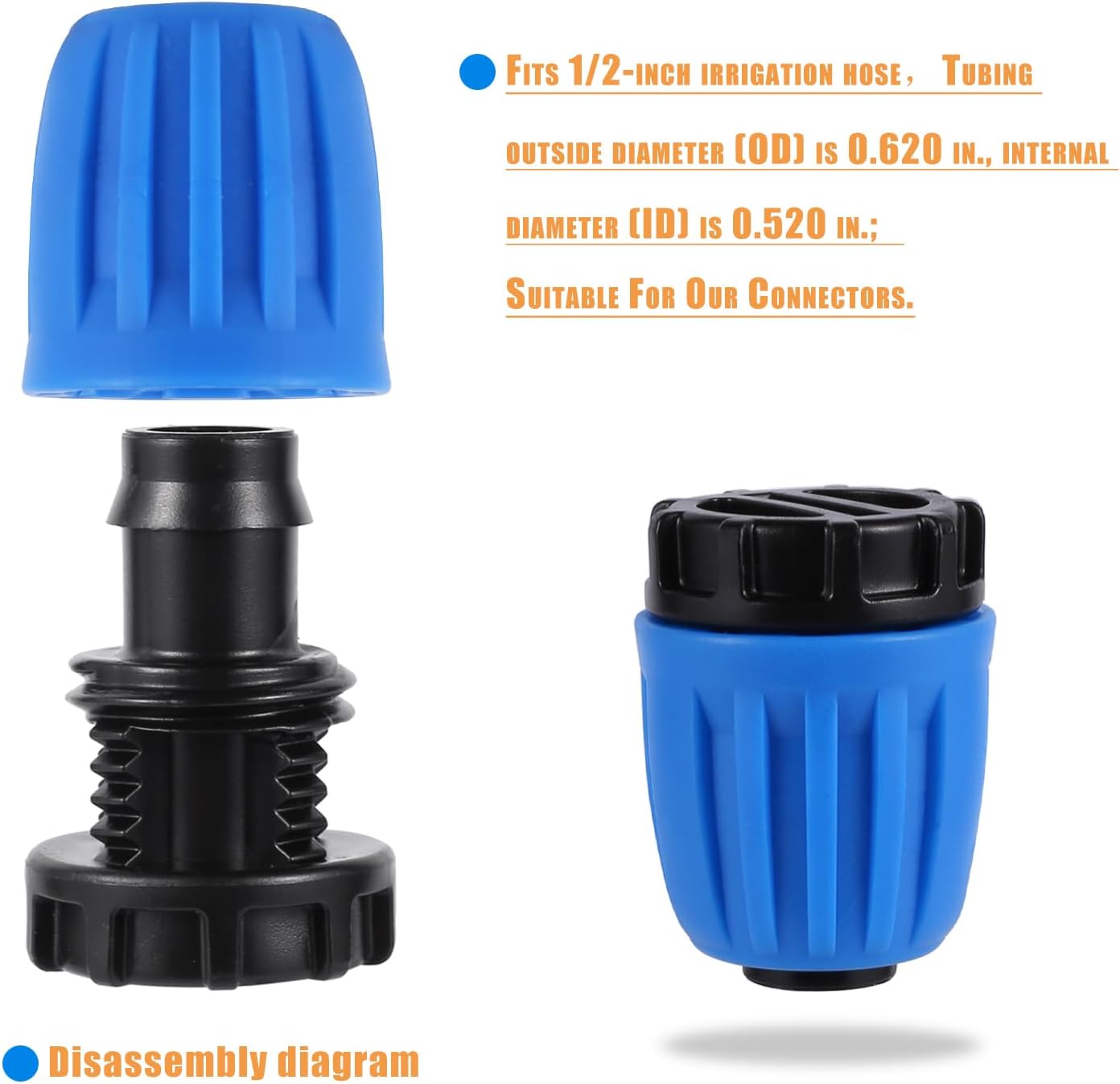 24Pcs 1/2" Drip Irrigation Fittings Kit,Irrigation Hose Connector
