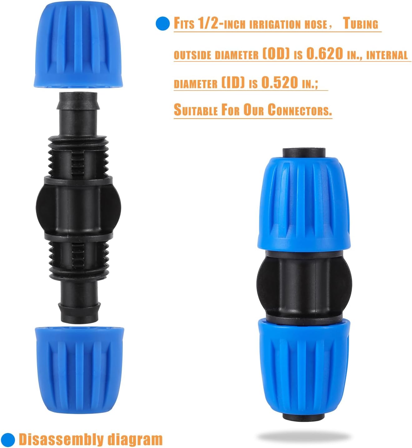 24Pcs 1/2" Drip Irrigation Fittings Kit,Irrigation Hose Connector
