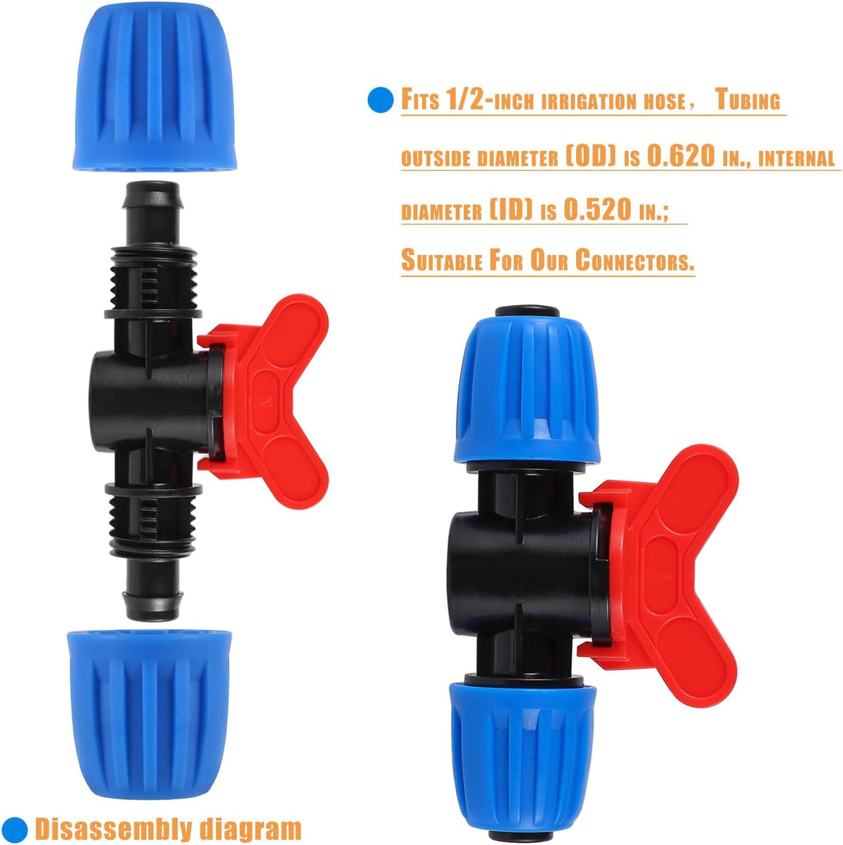 24Pcs 1/2" Drip Irrigation Fittings Kit,Irrigation Hose Connector