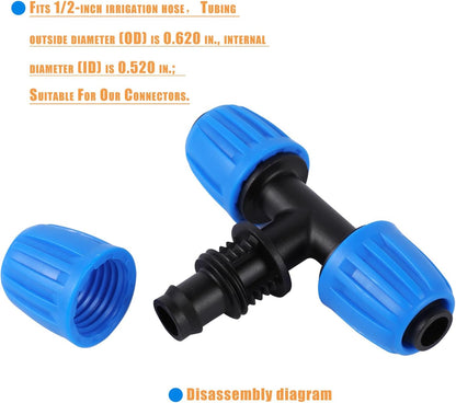 24Pcs 1/2" Drip Irrigation Fittings Kit,Irrigation Hose Connector