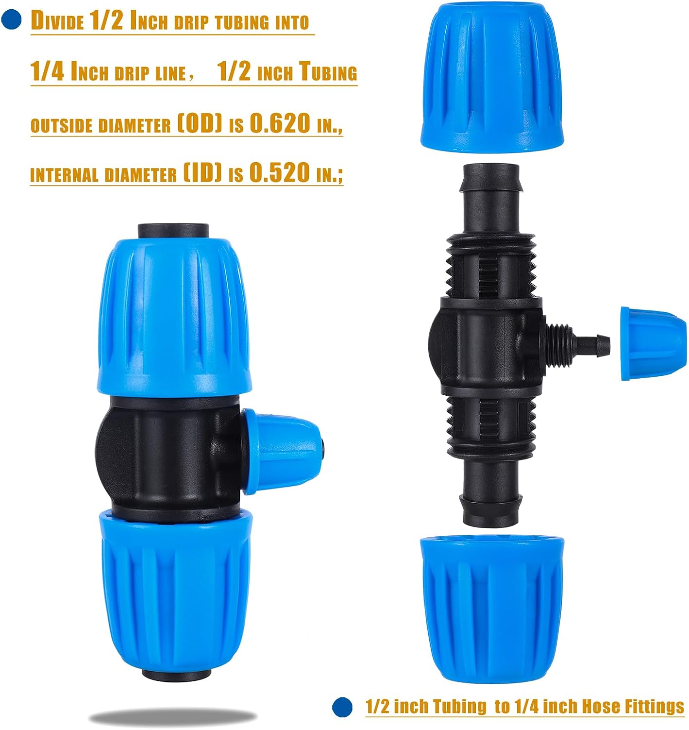 24Pcs 1/2" Drip Irrigation Fittings Kit,Irrigation Hose Connector