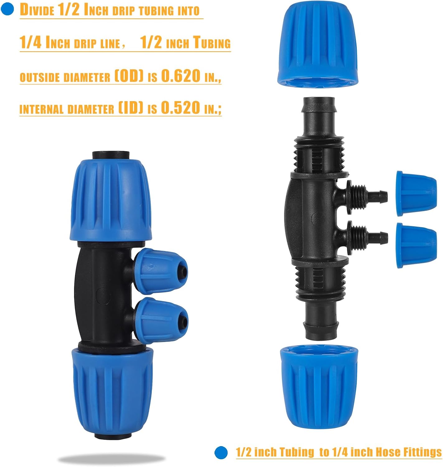24Pcs 1/2" Drip Irrigation Fittings Kit,Irrigation Hose Connector
