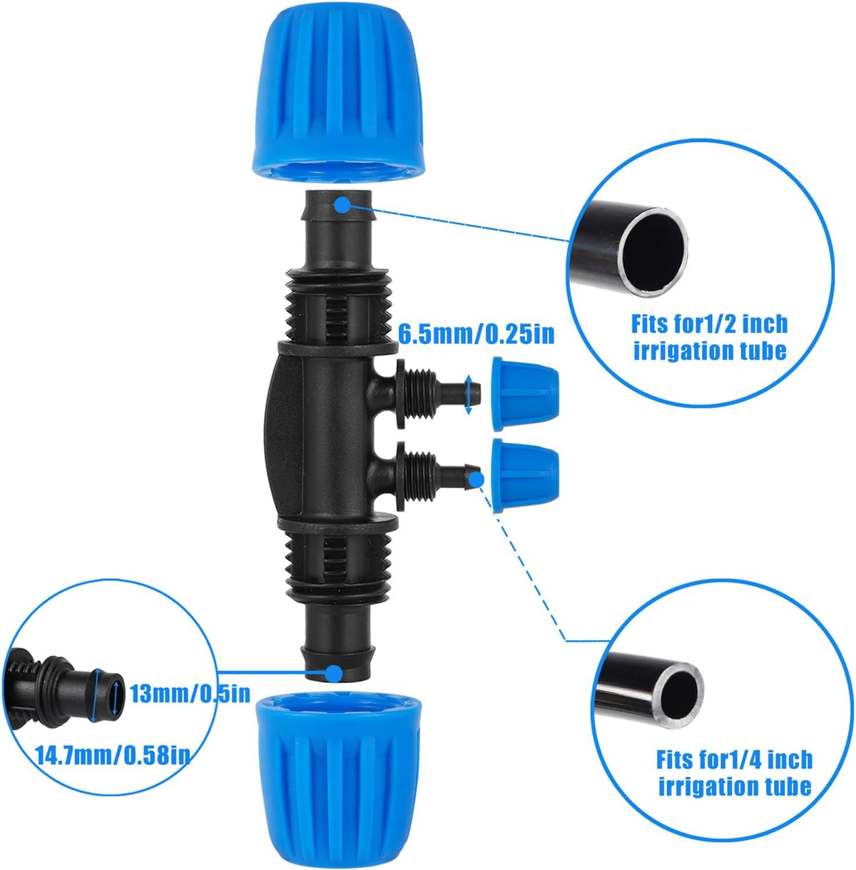 24Pcs 1/2" Drip Irrigation Fittings Kit,Irrigation Hose Connector