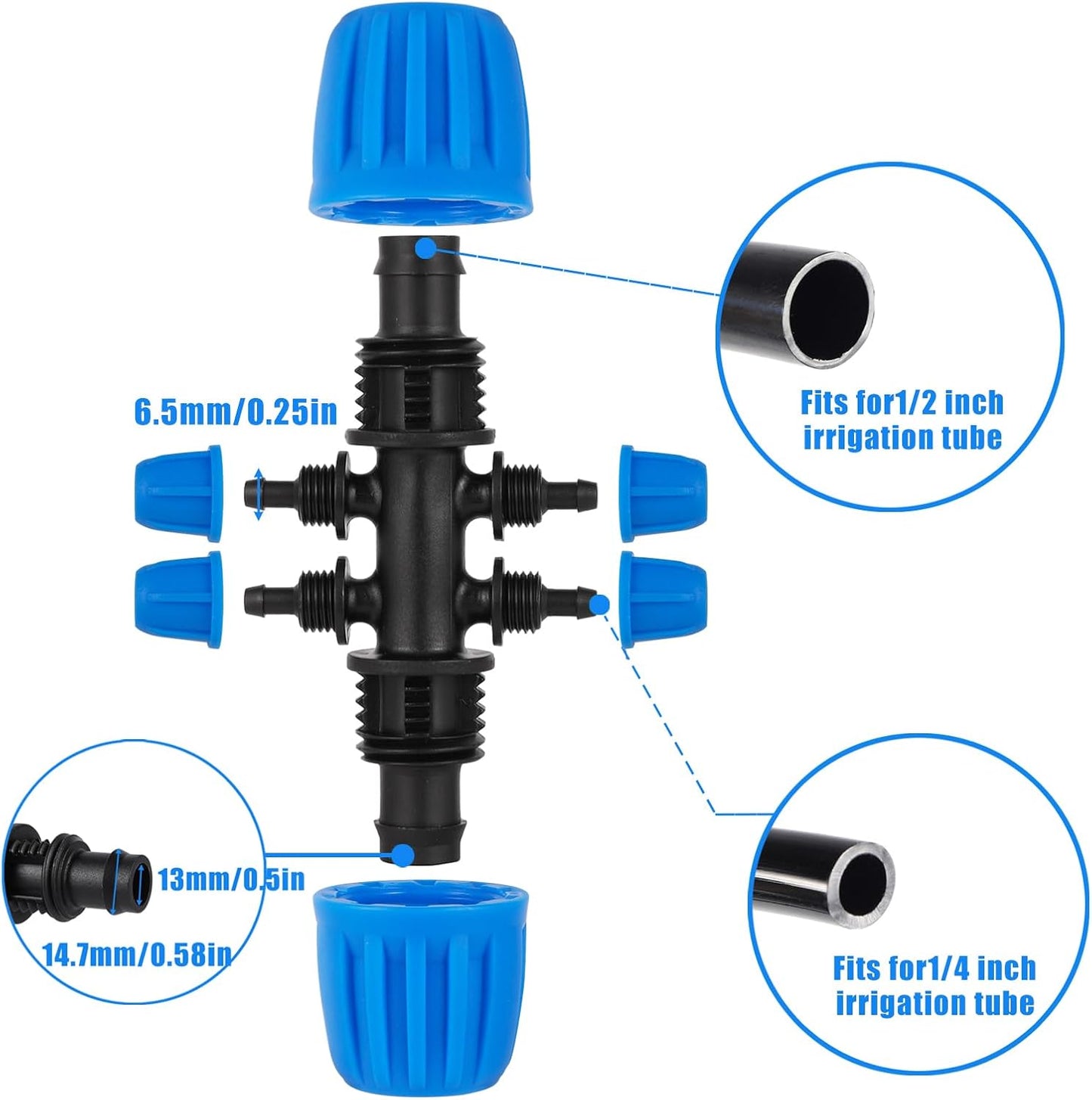 24Pcs 1/2" Drip Irrigation Fittings Kit,Irrigation Hose Connector