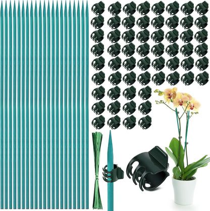 110 Pcs 15 Inch Plant Support Kit for Small Orchids, Stakes, Clips