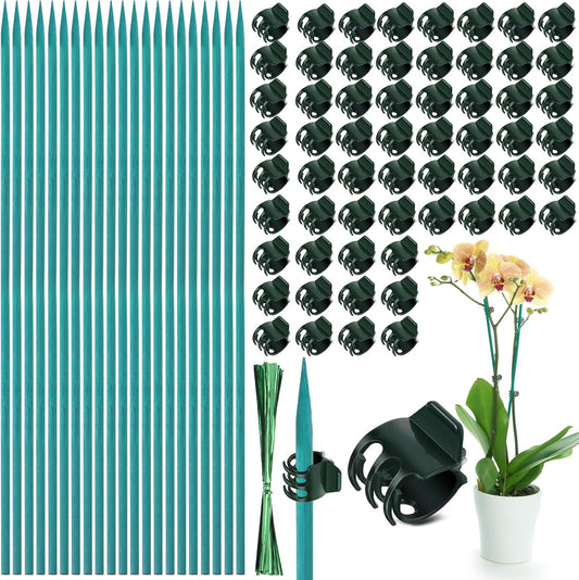 110 Pcs 15 Inch Plant Support Kit for Small Orchids, Stakes, Clips