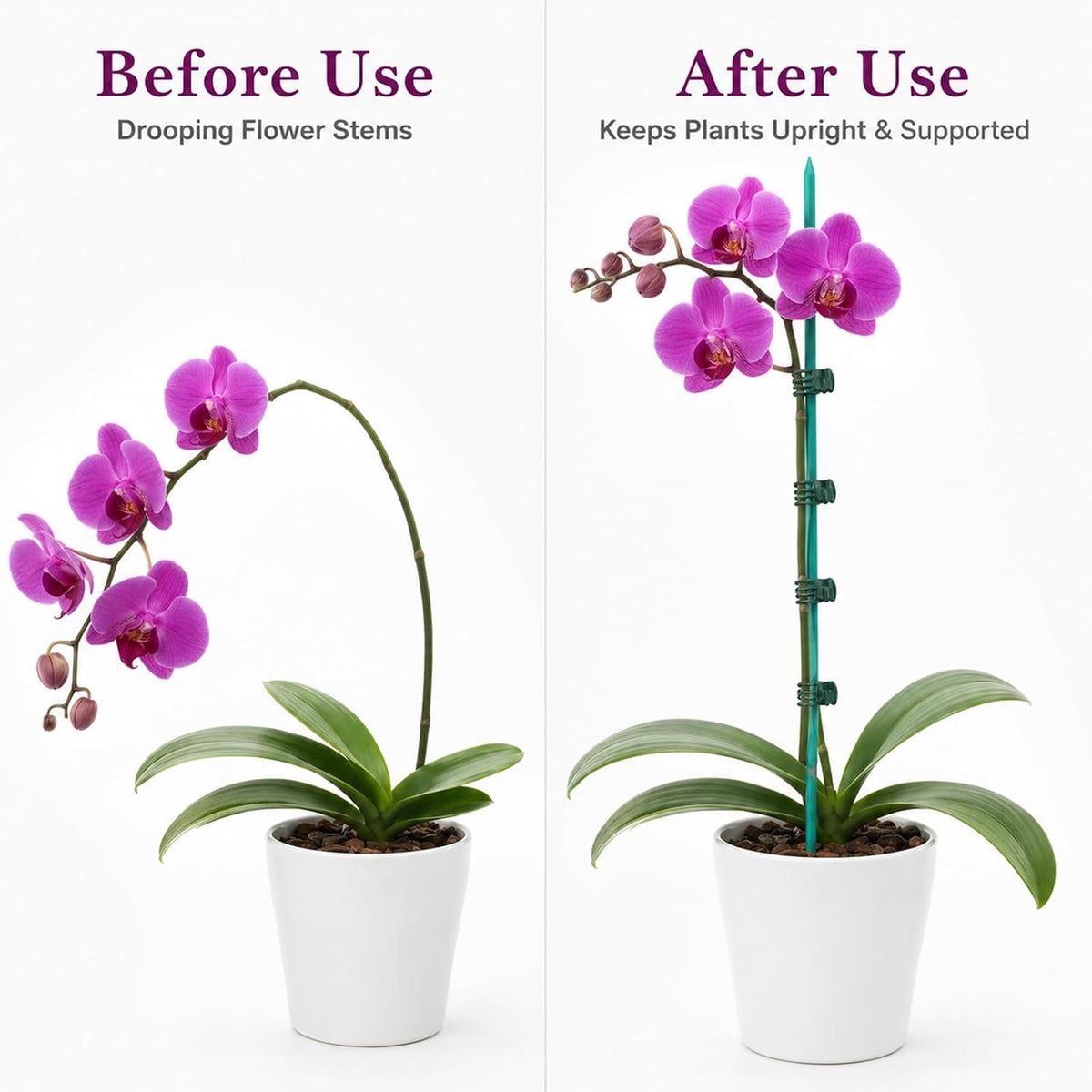 110 Pcs 15 Inch Plant Support Kit for Small Orchids, Stakes, Clips