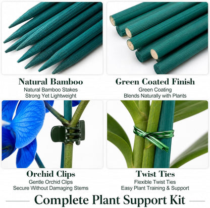 110 Pcs 15 Inch Plant Support Kit for Small Orchids, Stakes, Clips