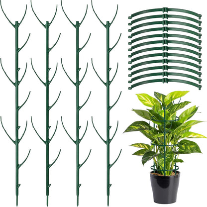 12 Pack Plant Support Stake Half Round Plant Support for Indoor Plants, Stackable 3 Tier Garden Flower Support, Plant Rings for Tomato,Monstera, Peony, Hydrangea, Climbing Plants