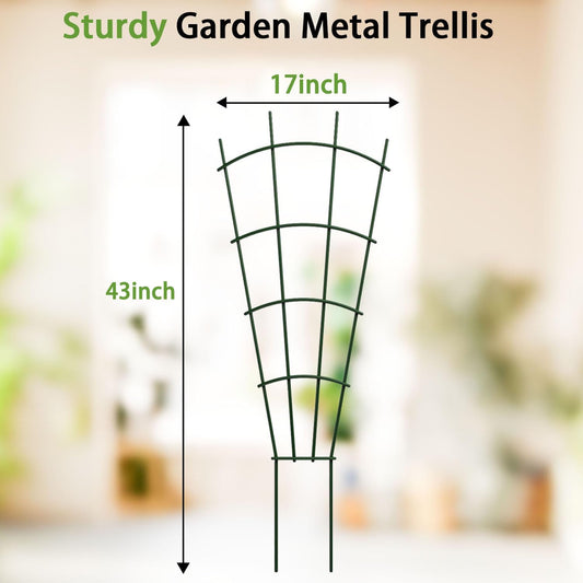 4-Pack Metal Trellis for Potted Plants, 43" Heavy Duty Garden Trellis for Climbing Plants, Rustproof Powder Coated Indoor/Outdoor Trellis for Climbing Vines, Flowers, Houseplants