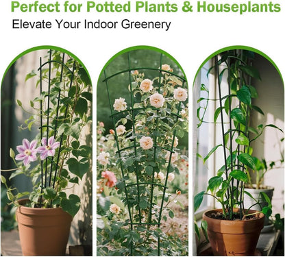 4-Pack Metal Trellis for Potted Plants, 43" Heavy Duty Garden Trellis for Climbing Plants, Rustproof Powder Coated Indoor/Outdoor Trellis for Climbing Vines, Flowers, Houseplants