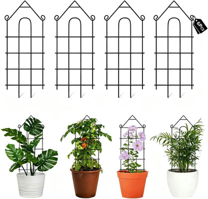 4-Pack Metal Trellis for Potted Plants, 43" Heavy Duty Garden Trellis for Climbing Plants, Rustproof Powder Coated Indoor/Outdoor Trellis for Climbing Vines, Flowers, Houseplants