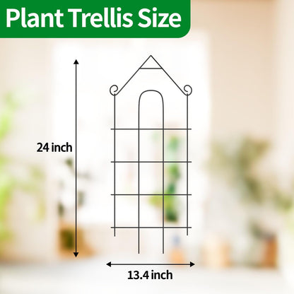 4-Pack Metal Trellis for Potted Plants, 43" Heavy Duty Garden Trellis for Climbing Plants, Rustproof Powder Coated Indoor/Outdoor Trellis for Climbing Vines, Flowers, Houseplants