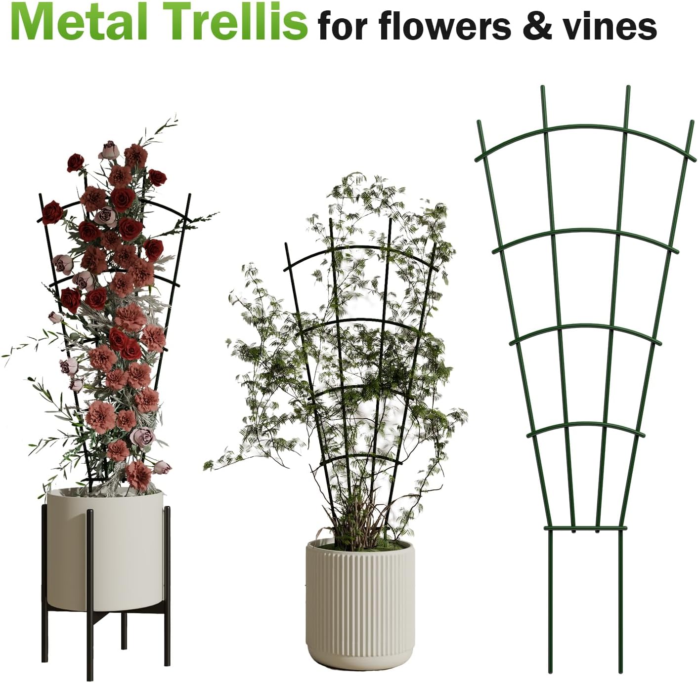 4-Pack Metal Trellis for Potted Plants, 43" Heavy Duty Garden Trellis for Climbing Plants, Rustproof Powder Coated Indoor/Outdoor Trellis for Climbing Vines, Flowers, Houseplants