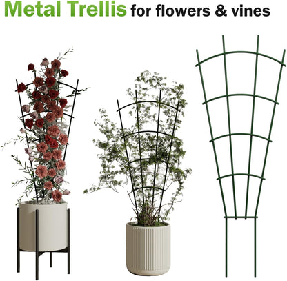 4-Pack Metal Trellis for Potted Plants, 43" Heavy Duty Garden Trellis for Climbing Plants, Rustproof Powder Coated Indoor/Outdoor Trellis for Climbing Vines, Flowers, Houseplants