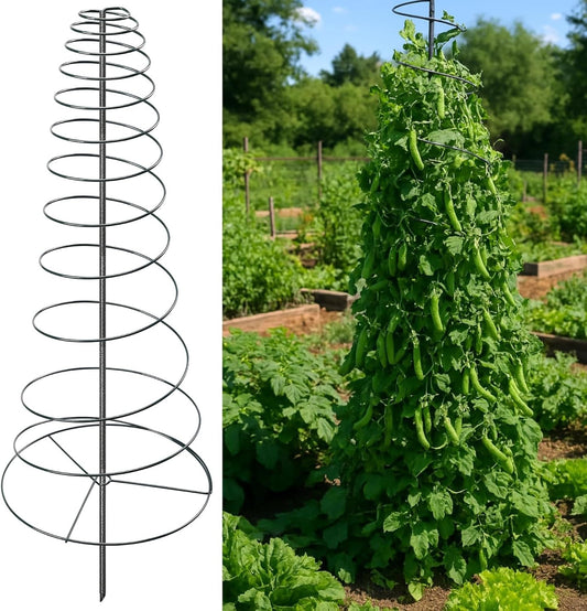 Spiral Frame Trellis for Climbing Plants Outdoor -72" Tall Heavy Duty Metal Garden Plant Tower Support with Anti-Tip Center Pole,for Pole Bean,Berry,Cucumber,Sweet Peas,Clematis,Potted Plants,Vines