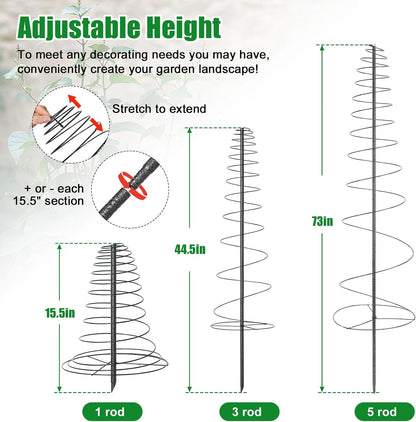 Spiral Frame Trellis for Climbing Plants Outdoor -72" Tall Heavy Duty Metal Garden Plant Tower Support with Anti-Tip Center Pole,for Pole Bean,Berry,Cucumber,Sweet Peas,Clematis,Potted Plants,Vines