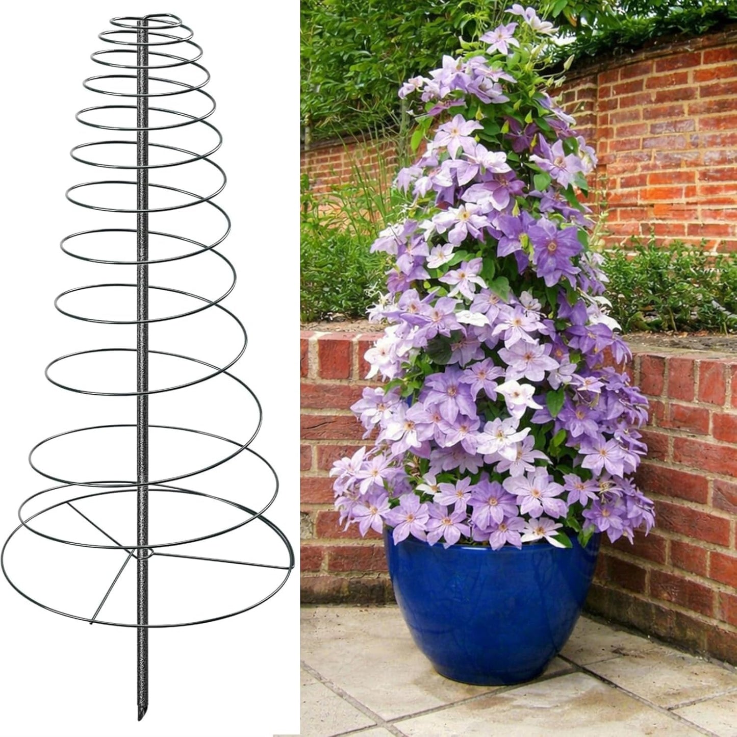Spiral Frame Trellis for Climbing Plants Outdoor -72" Tall Heavy Duty Metal Garden Plant Tower Support with Anti-Tip Center Pole,for Pole Bean,Berry,Cucumber,Sweet Peas,Clematis,Potted Plants,Vines