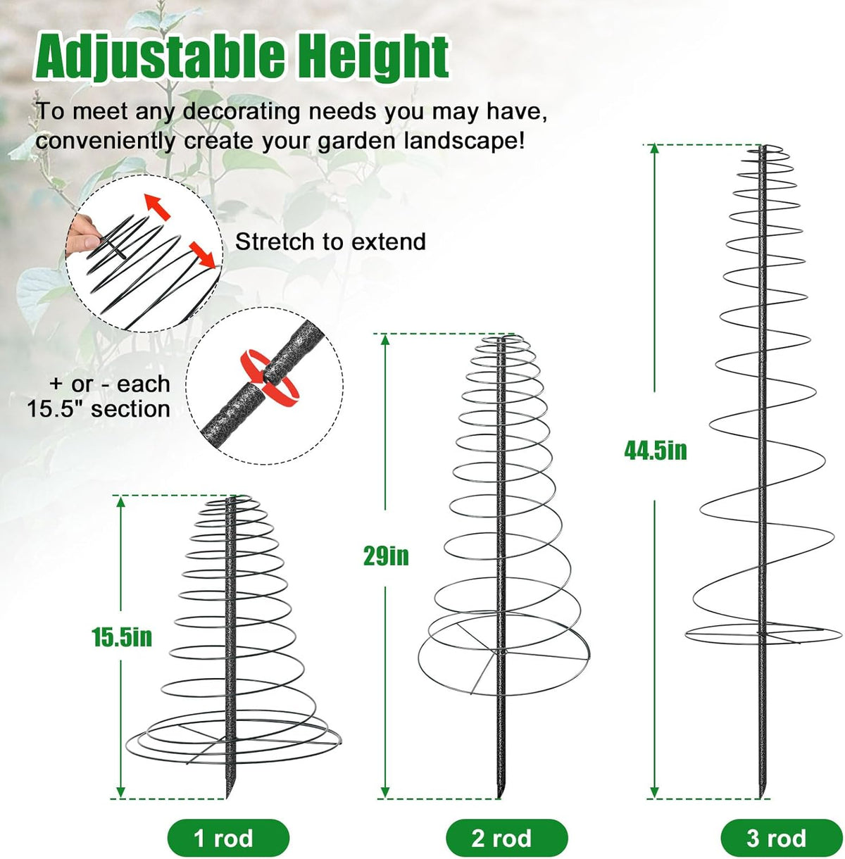 Spiral Frame Trellis for Climbing Plants Outdoor -72" Tall Heavy Duty Metal Garden Plant Tower Support with Anti-Tip Center Pole,for Pole Bean,Berry,Cucumber,Sweet Peas,Clematis,Potted Plants,Vines