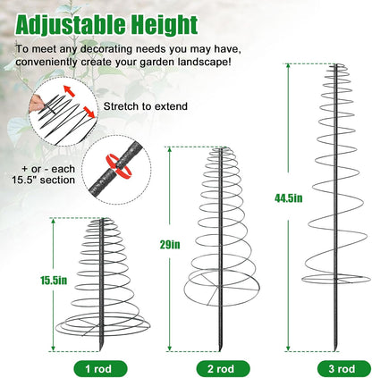 Spiral Frame Trellis for Climbing Plants Outdoor -72" Tall Heavy Duty Metal Garden Plant Tower Support with Anti-Tip Center Pole,for Pole Bean,Berry,Cucumber,Sweet Peas,Clematis,Potted Plants,Vines
