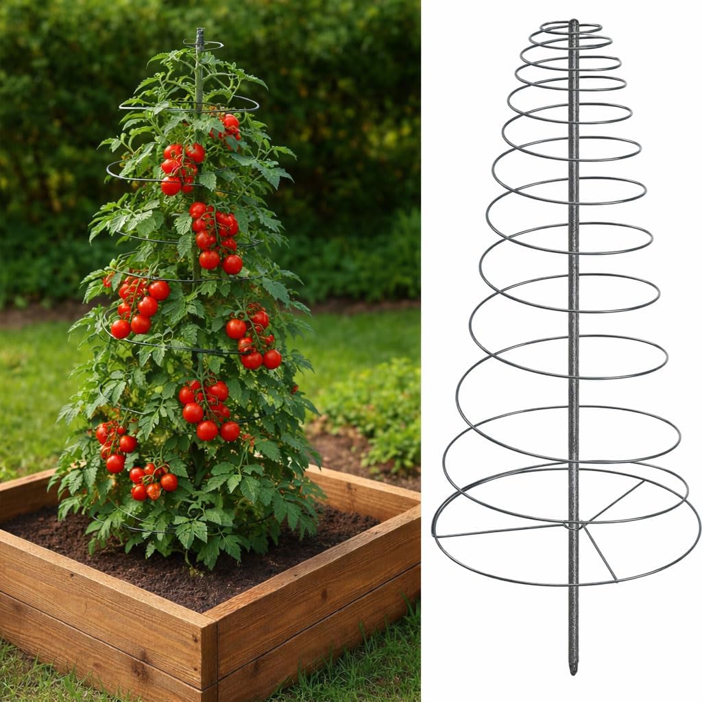 Spiral Frame Trellis for Climbing Plants Outdoor -72" Tall Heavy Duty Metal Garden Plant Tower Support with Anti-Tip Center Pole,for Pole Bean,Berry,Cucumber,Sweet Peas,Clematis,Potted Plants,Vines