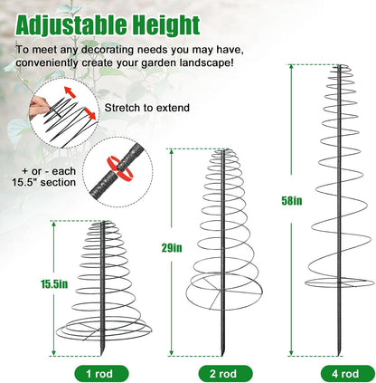 Spiral Frame Trellis for Climbing Plants Outdoor -72" Tall Heavy Duty Metal Garden Plant Tower Support with Anti-Tip Center Pole,for Pole Bean,Berry,Cucumber,Sweet Peas,Clematis,Potted Plants,Vines
