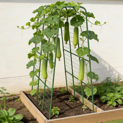 Cucumber Trellis for Raised Bed, 63" Heavy Duty U-Shape Garden Trellis for Climbing Plants Outdoor, Rustproof Plastic Metal Arch Vegetables Trellis Plant Support for Vine, Fruits, Beans and Flowers