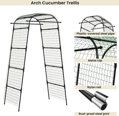 Cucumber Trellis for Raised Bed, 63" Heavy Duty U-Shape Garden Trellis for Climbing Plants Outdoor, Rustproof Plastic Metal Arch Vegetables Trellis Plant Support for Vine, Fruits, Beans and Flowers