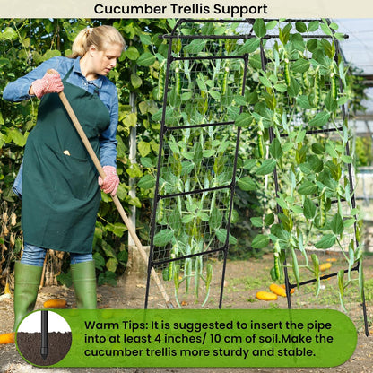 Cucumber Trellis for Raised Bed, 63" Heavy Duty U-Shape Garden Trellis for Climbing Plants Outdoor, Rustproof Plastic Metal Arch Vegetables Trellis Plant Support for Vine, Fruits, Beans and Flowers