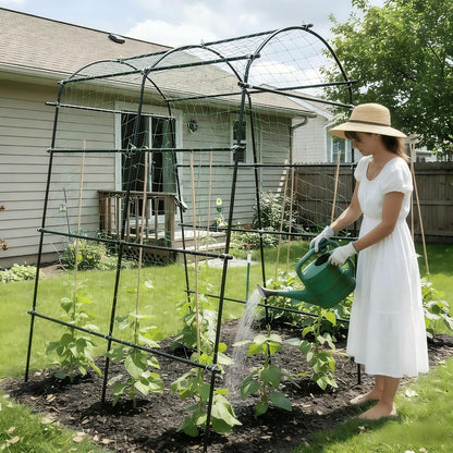 Cucumber Trellis for Raised Bed, 63" Heavy Duty U-Shape Garden Trellis for Climbing Plants Outdoor, Rustproof Plastic Metal Arch Vegetables Trellis Plant Support for Vine, Fruits, Beans and Flowers