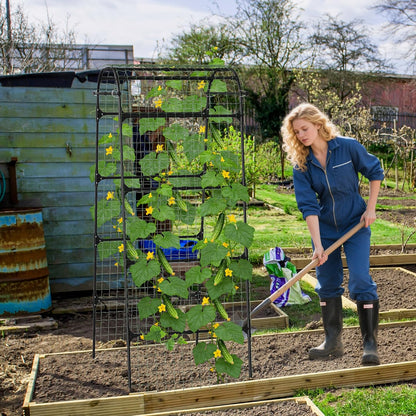 Cucumber Trellis for Raised Bed, 63" Heavy Duty U-Shape Garden Trellis for Climbing Plants Outdoor, Rustproof Plastic Metal Arch Vegetables Trellis Plant Support for Vine, Fruits, Beans and Flowers