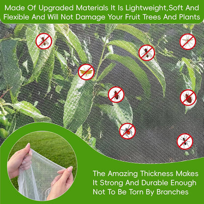 10' x 12' Large Fruit Tree Netting for Squirrels and Birds with Drawstring, Insect Bird Netting Pest Barrier for Garden Protection (White)