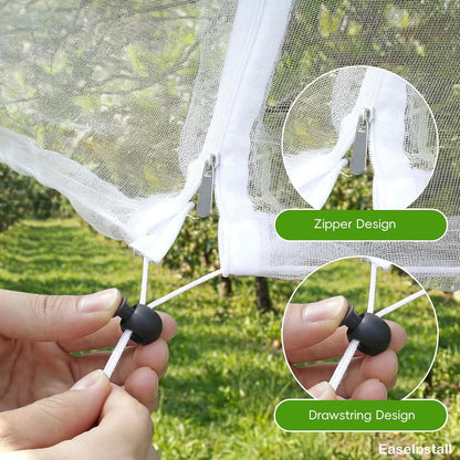 10' x 12' Large Fruit Tree Netting for Squirrels and Birds with Drawstring, Insect Bird Netting Pest Barrier for Garden Protection (White)
