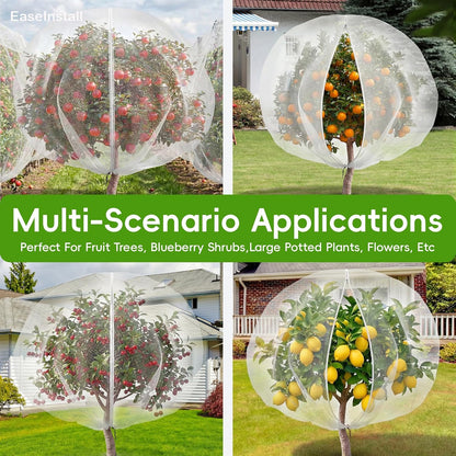 10' x 12' Large Fruit Tree Netting for Squirrels and Birds with Drawstring, Insect Bird Netting Pest Barrier for Garden Protection (White)