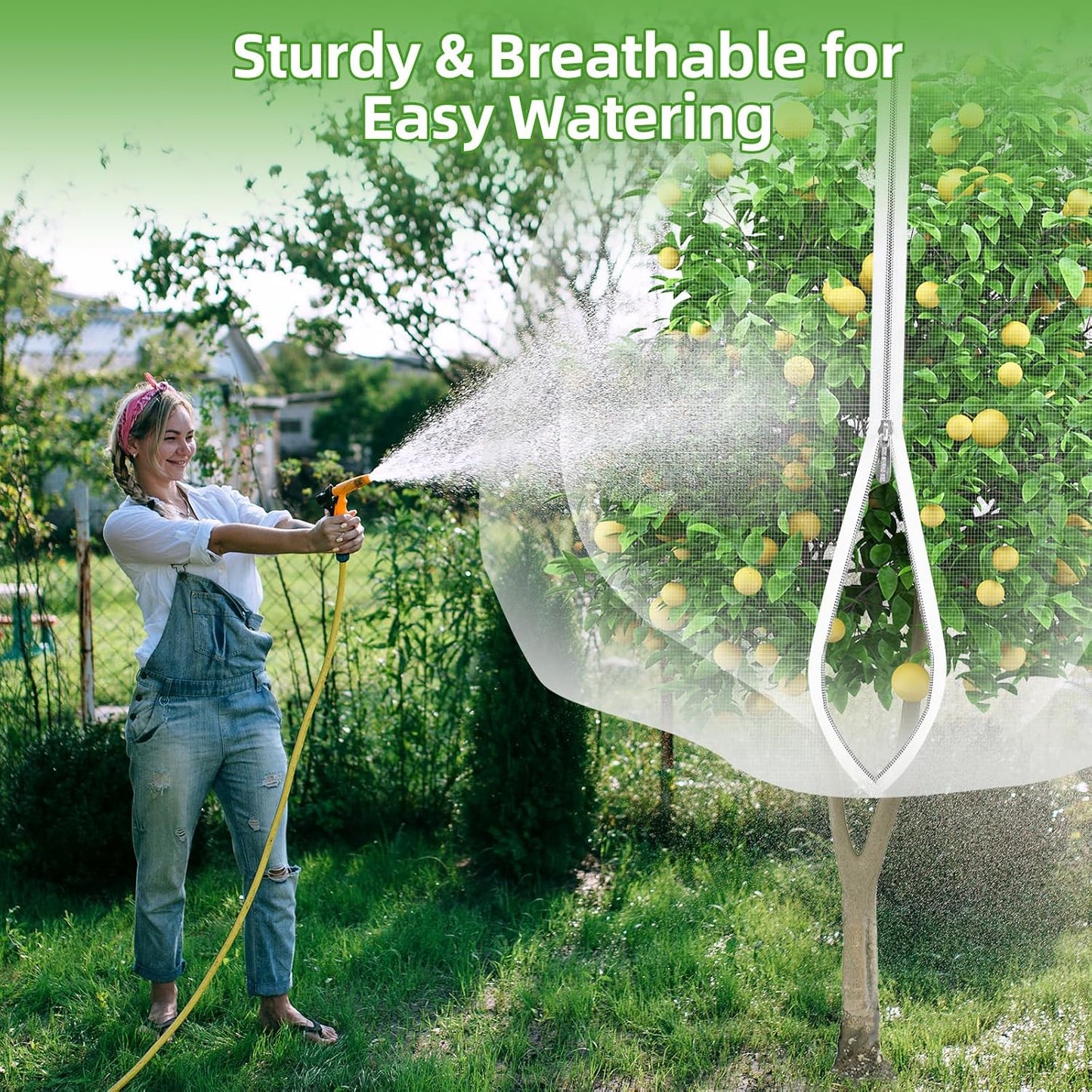 10' x 12' Large Fruit Tree Netting for Squirrels and Birds with Drawstring, Insect Bird Netting Pest Barrier for Garden Protection (White)