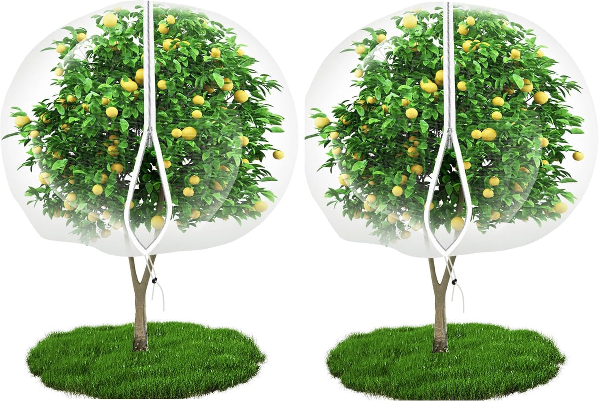 10' x 12' Large Fruit Tree Netting for Squirrels and Birds with Drawstring, Insect Bird Netting Pest Barrier for Garden Protection (White)