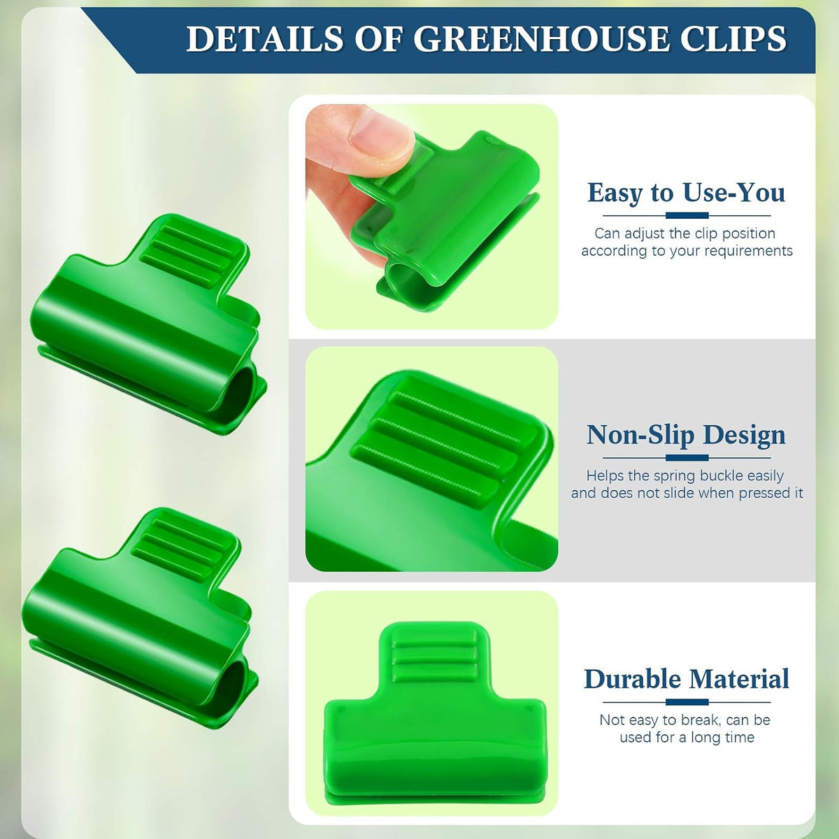 Greenhouse Clamps for Film Netting Tunnel Hoop, 40 pieces, 11 mm