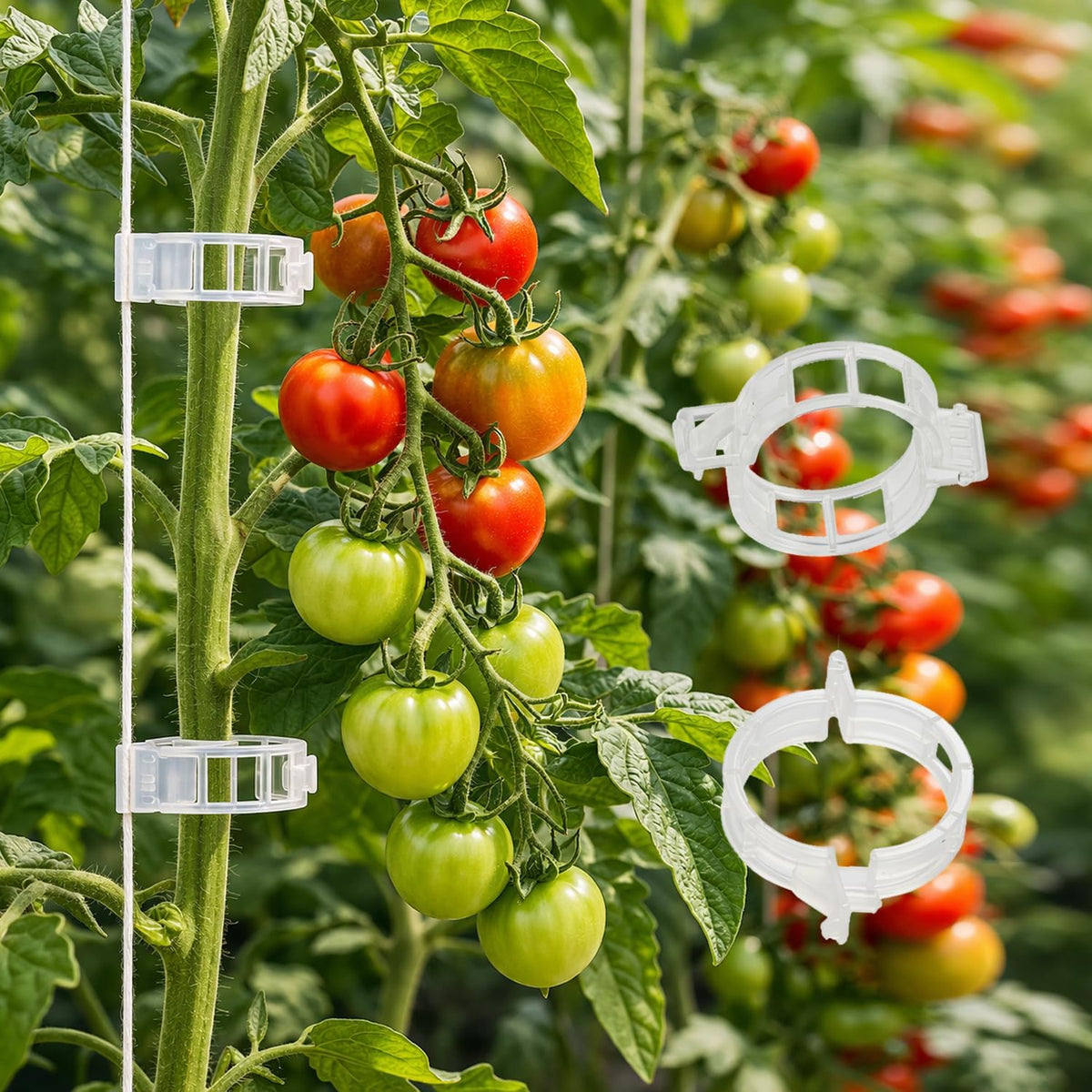 Bulk Tomato Clips, Plant Support Clip for String Trellis Climbing Plants Garden Vegetables- 200PCS/White