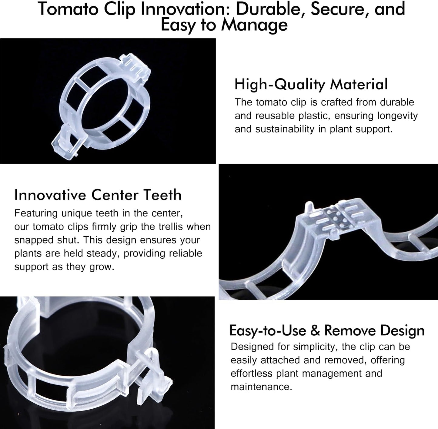 Bulk Tomato Clips, Plant Support Clip for String Trellis Climbing Plants Garden Vegetables- 200PCS/White