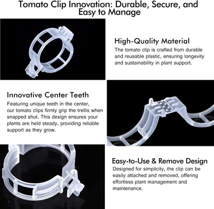 Bulk Tomato Clips, Plant Support Clip for String Trellis Climbing Plants Garden Vegetables- 200PCS/White