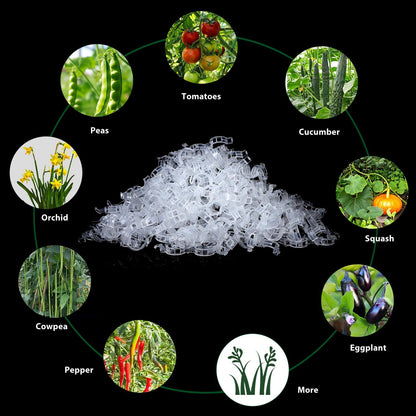 Bulk Tomato Clips, Plant Support Clip for String Trellis Climbing Plants Garden Vegetables- 200PCS/White