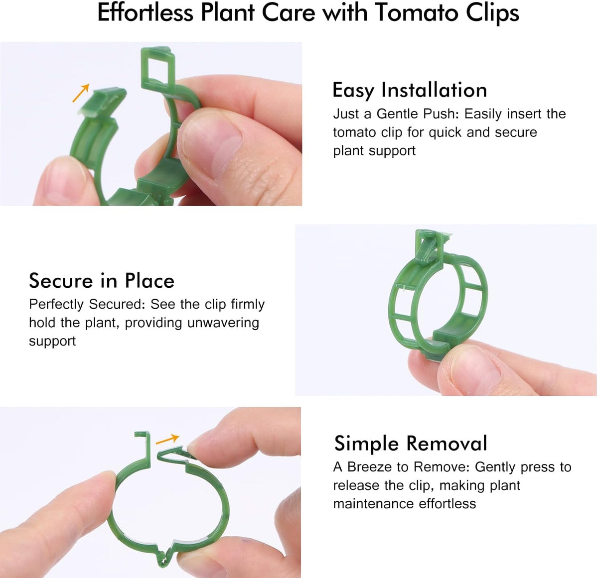 Bulk Tomato Clips, Plant Support Clip for String Trellis Climbing Plants Garden Vegetables- 200PCS/White