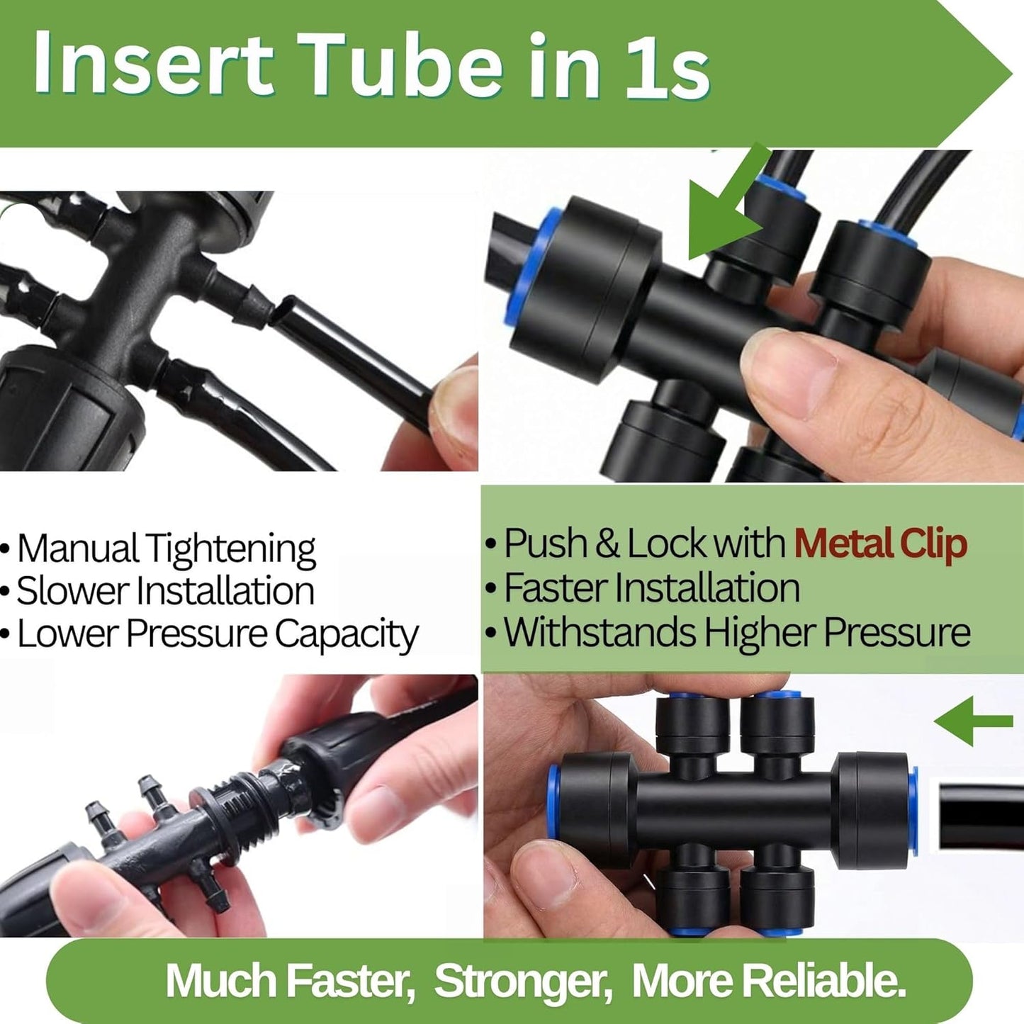 240FT Drip Irrigation System for Garden: Quick Connect 1/2" OD 5/16" ID PE Main Tubing Automatic Sprinkler Kit Adjustable Misting Part 1/4" Watering Hose for Outdoor Raised Bed Plants Flower Yard