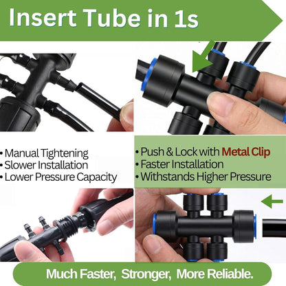240FT Drip Irrigation System for Garden: Quick Connect 1/2" OD 5/16" ID PE Main Tubing Automatic Sprinkler Kit Adjustable Misting Part 1/4" Watering Hose for Outdoor Raised Bed Plants Flower Yard