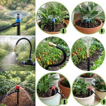 240FT Drip Irrigation System for Garden: Quick Connect 1/2" OD 5/16" ID PE Main Tubing Automatic Sprinkler Kit Adjustable Misting Part 1/4" Watering Hose for Outdoor Raised Bed Plants Flower Yard