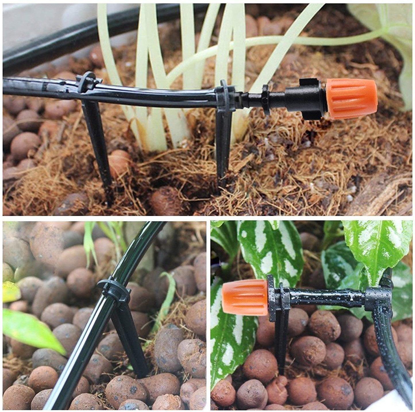 MSDADA Greenhouse Drip Irrigation Kit, 50ft Garden Automatic Irrigation System, 1/4" Blank Distribution Tubing Hose Adjustable Nozzle, Plant Watering System for Garden, Patio, Flower Bed, Lawn