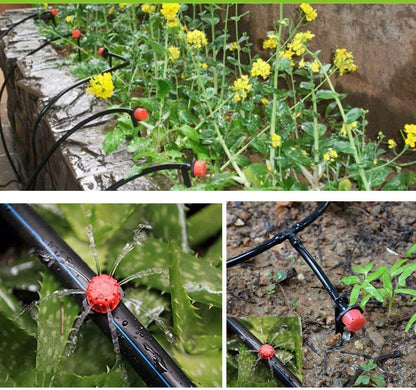 MSDADA Greenhouse Drip Irrigation Kit, 50ft Garden Automatic Irrigation System, 1/4" Blank Distribution Tubing Hose Adjustable Nozzle, Plant Watering System for Garden, Patio, Flower Bed, Lawn
