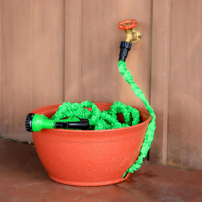 EMSCO Expandable Hose Hider – Expandable Hose Storage Pot – Rustic Terra Cotta